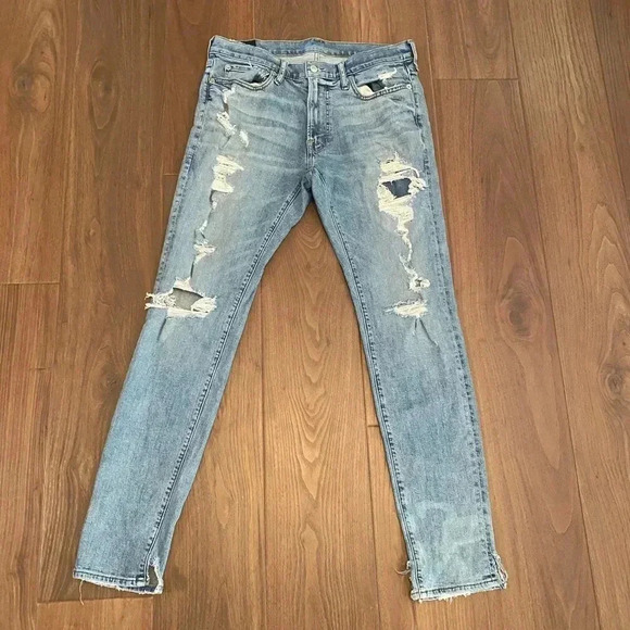 Men’s Abercrombie distressed super skinny stretch jeans size 32 x 32